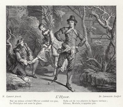 Winter, Depicting a Group of People Ice Skating by Nicolas Lancret